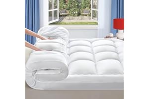 STWIENER Extra Thick Full Mattress Topper, Breathable Ultra Soft 1300 GSM Down Alternative Filled Fitted Mattress Protector 8-21" Deep Pocket, Comfort Support Back Mattress Pad Cover (54x75 in,White)