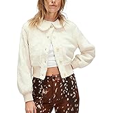 LTSCNRM Women‘s Faux Sherpa Fleece Jacket Long Sleeve Short Button Down Coat Winter Fluffy Outerwear with Pockets