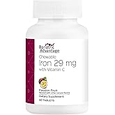 Bariatric Advantage Chewable Iron 29 mg - for Bariatric Surgery Patients - Iron with Vitamin C - No Iron Taste - Ferrous Fumarate & Carbonyl Iron Supplement - Passion Fruit - 90 Count