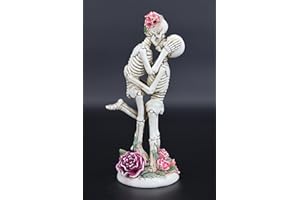 LAIKEARTS Skeleton Couple Leaping Kiss Sculpture, Love Until Death, Vintage Resin Sculpture Home Decoration, Halloween Decoration, Personalized Wedding Decoration, Artistic Gift