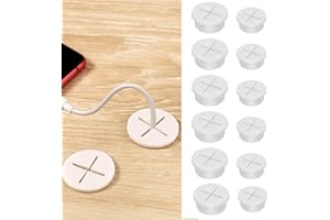 GIYOMI 12PCS White Cable Cord Grommet, 6PCS 1 Inch +6PCS 3/4 Inch Flexible Silicone Cable Hole Cover, 2 Size Wire Organizer for Office Home Computer Desk, Cable Pass Through
