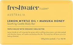 Freshwater Farm Australia Pure Lemon Myrtle & Manuka Honey Bar Soap, 7 oz | For Dry, Sensitive Skin, Uplifting Citrus Aroma w