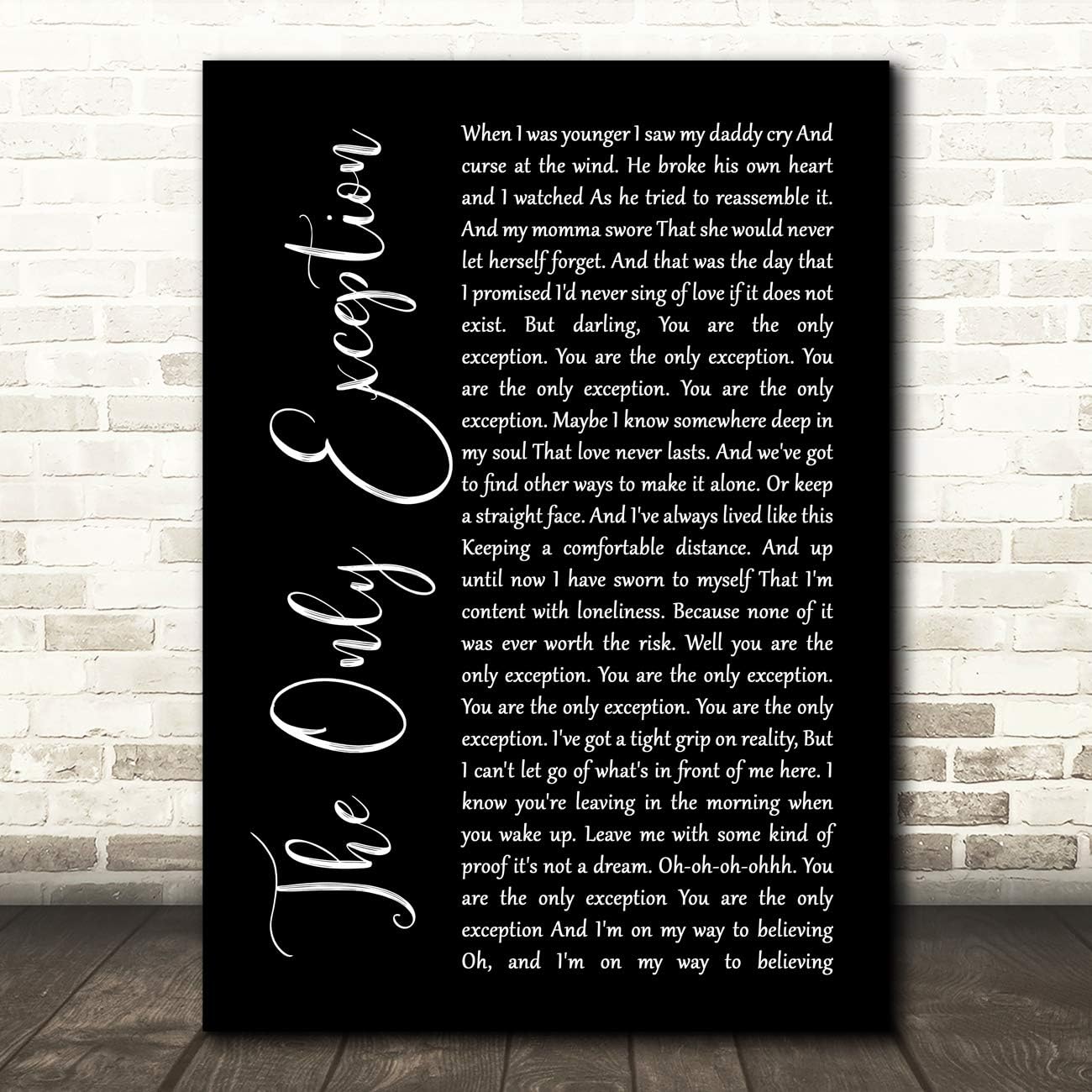 Amazon Com The Only Exception Black Script Song Lyric Print Office Products