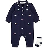 Little Me Clothes for Baby Boys' Snap Closure Coverall and Matching Socks Set, 3 Months to 12 Months