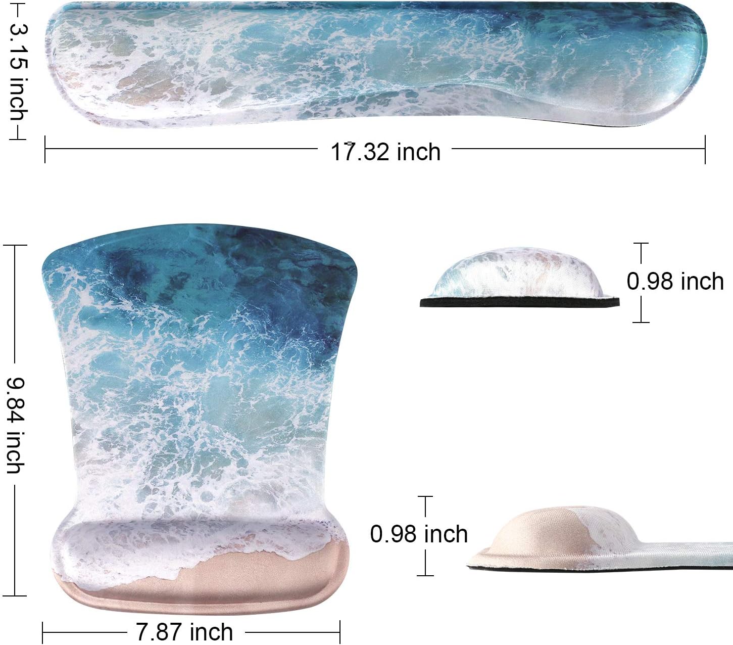 iCasso Keyboard Wrist Rest and Mouse Wrist Rest Pad, Made of Memory Foam, Ergonomic Support, Easy Typing and Relieve Wrist Pain, Perfect for Gaming, Computer, Office, Laptop - Beach: Home Audio & Theater
