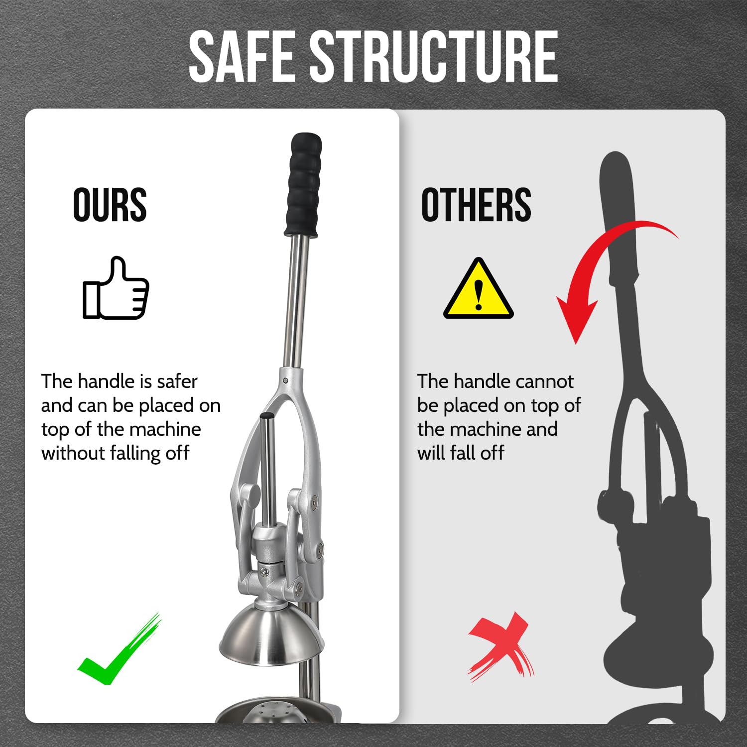 Manual Juicer, Sopito Heavy-Duty Effortless Orange Juicer Squeezer Safety Countertop Stainless Steel Hand Press Juicer for Citrus Lemon Lime Grapefruit, Easy to Clean