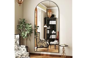 BEAUTYPEAK 71"x30" Arch Full Body Floor Mirror, Full Length Mirror Wall Mirrors Hanging or Leaning Arched-Top with Stand for Bedroom, Dressing Room, Black