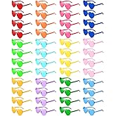 Geopty Wholesale 48 Pack Rimless Star/Heart Sunglasses Bulk Adults Unisex, Fun Colorful Star Heart Glasses Party Favors
