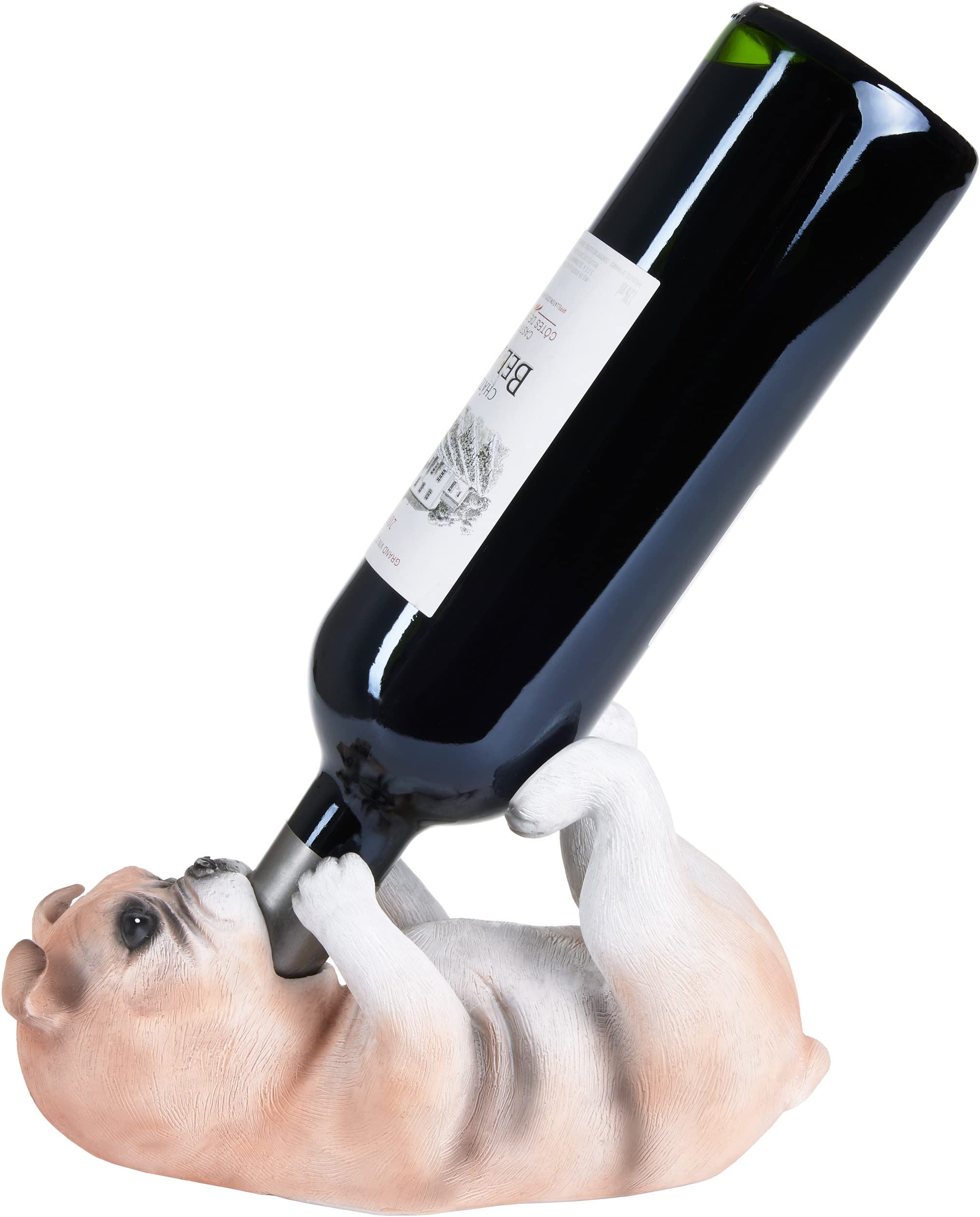 BRUBAKER Wine Bottle Holder Thirsty Dog - Bulldog Bottle Stand Funny Decorative Figurine Hand Painted Bar Accessories Vintage Bottle Rack