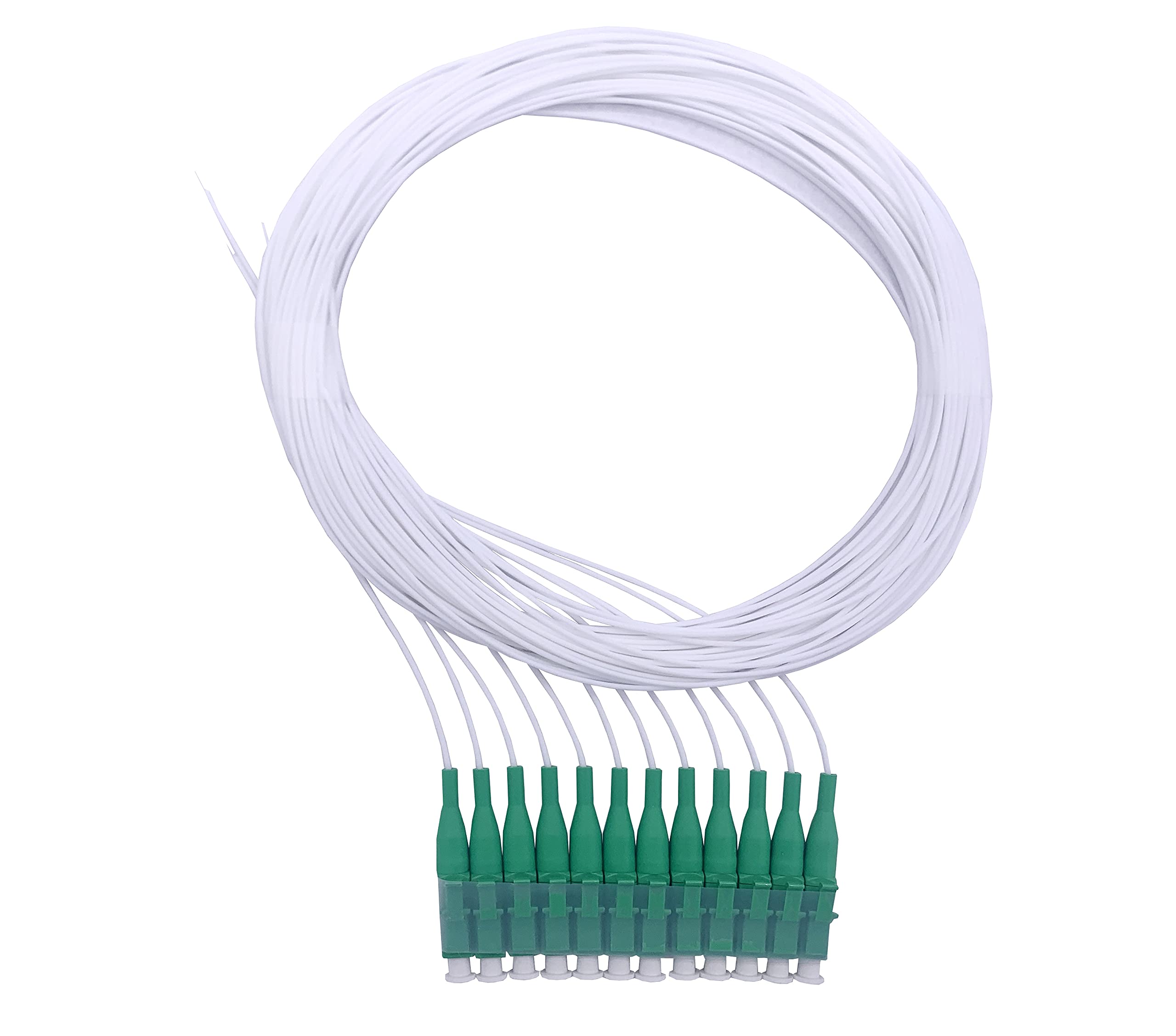 Elfcam® - 12 Fibre Optic Pigtail LCA Single Mode Simplex 9/125um OS2, 0.9 mm 1 Metre, White
