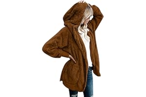 Ceboyel Womens Fleece Teddy Coats 2023 Trendy Hooded Winter Jacket Shaggy Faux Sherpa Cardigans Fashion Warm Clothes