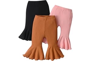 Infant Baby Girl Bell-Bottoms Long Pant Little Girls Black Brown Pink 3 Pack