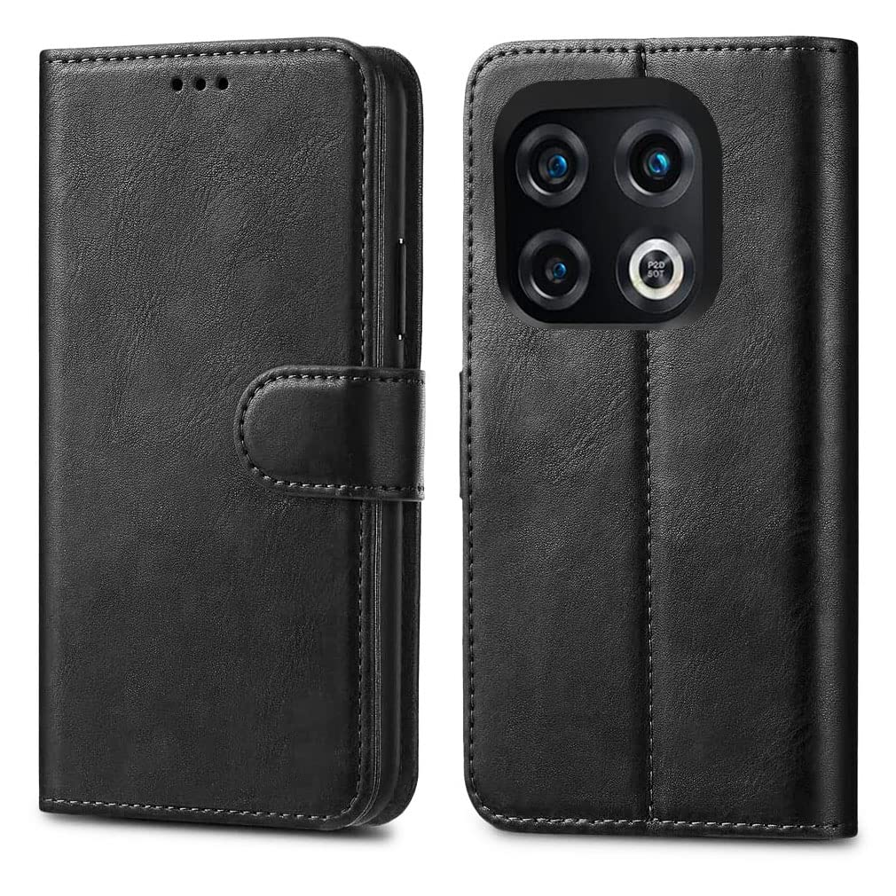 GAPlus PU Leather Flip Cover Wallet Case For OnePlus 10 Pro 5G Card Holder Magnetic Kickstand Black