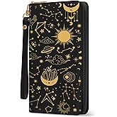 Womens Wallet Goth Gothic, Witchy Moon RFID Blocking Wristlet Wallets for Women, Ladies Purse with Zip Around Credit Card Holder and 10 Card Slots & ID Window, Large Capacity Women's Clutch Organizer