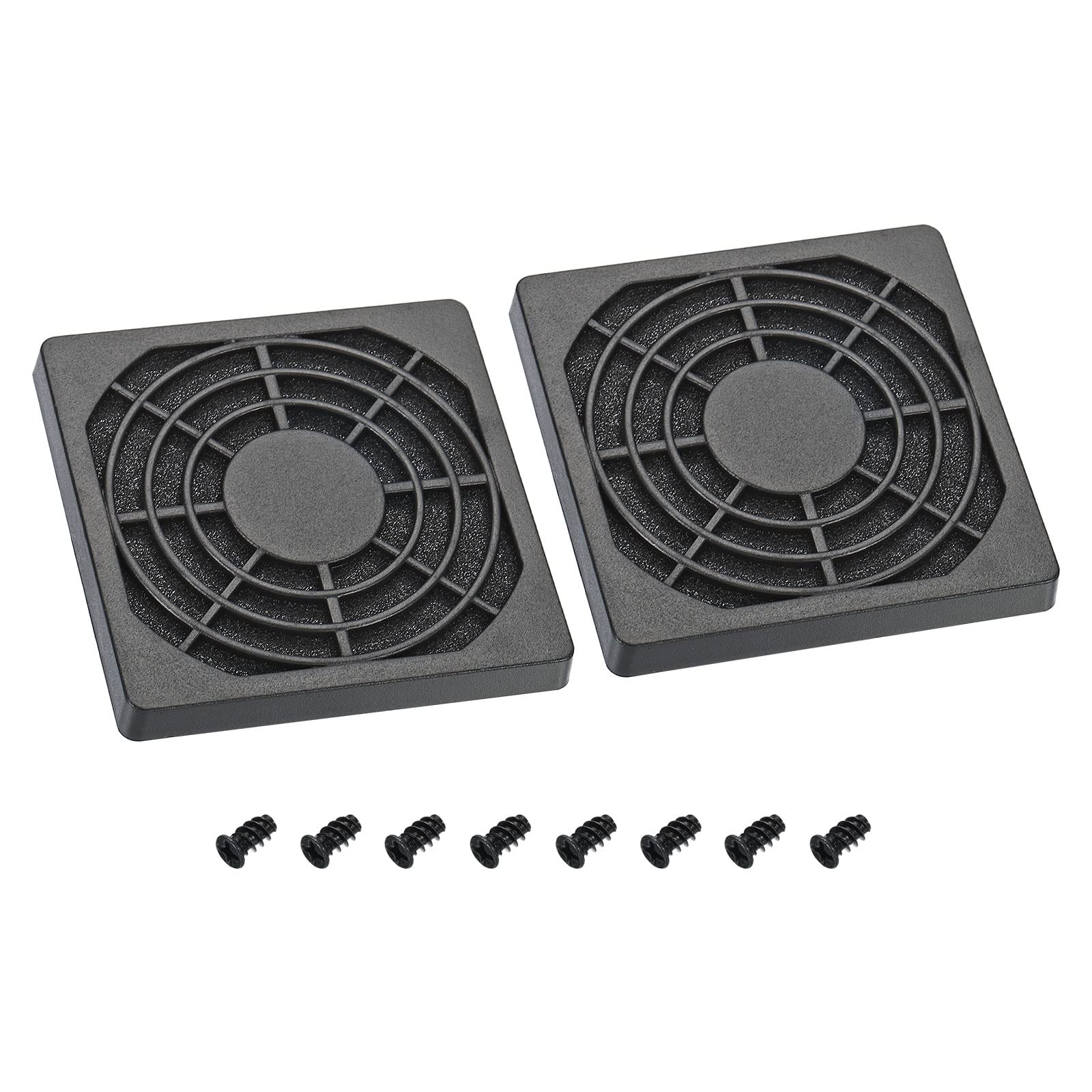 PATIKIL 60mm Cooling Fan Filter with Screw, 2 Pack ABS Ventilator Grill Protector Guard for Fan Protective Cover DIY, Black