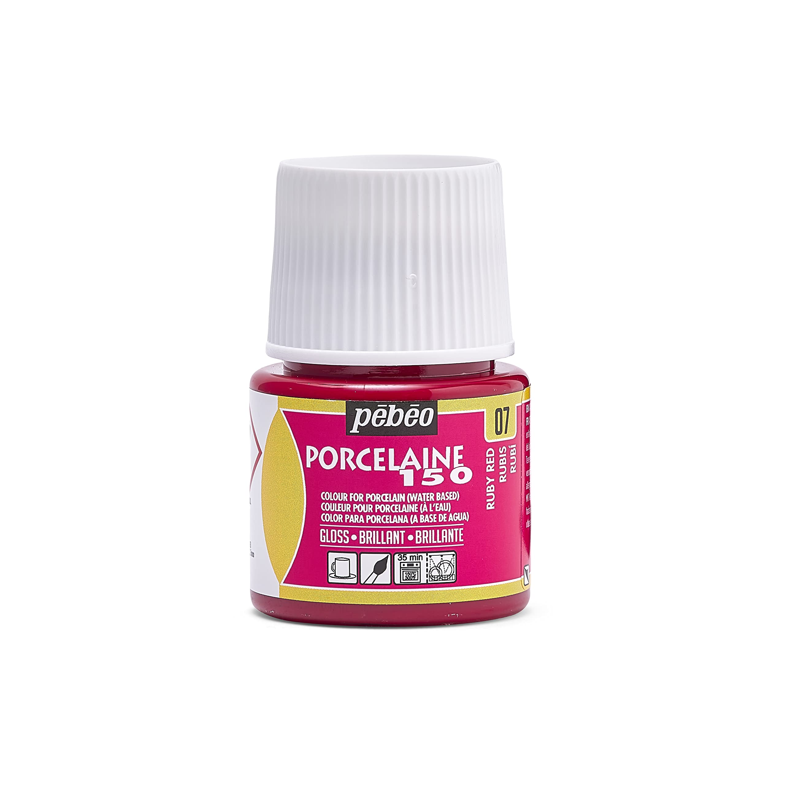 Pebeo 5-Piece 45ml Porcelaine 150 China Paint 45-Milliliter Bottle, Ruby Red, 024-007 — image 1