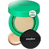 Easydew Mela B Toning Ampoule Cushion - 2-in-1 Korean Skin Care & Face Beauty Makeup - Age-Defying Full Coverage Cushion Foundation with Niacinamide & Hyaluron-Vital C 0.45 oz (#21 Beige)