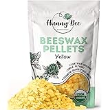 HUNNYBEE Yellow Beeswax Pellets Organic - (1lb) | Beeswax Pellets | Beeswax pastilles | Triple Filtered Beeswax pellets for L