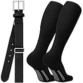 JASGOOD Baseball Socks and Belt Combo Set Softball Socks Baseball Elastic Belt for Youth Boys Girls Adult