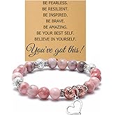 Mwphuy Inspirational Gifts Bracelets Encouragement Gifts for Women Friends Sister Coworker Positive Quote Beaded Bracelets Friendship Graduation Birthday Gift for Bestie Mom Daughter Colleague