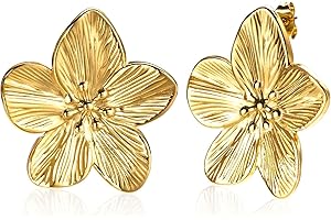 MPRAINBOW Womens Gold Studs Earrings, 14K Gold Plated Personality Big Stud Earring,Stainless Steel Hypoallergenic Ear Rings Trendy Jewelry,Christmas Birthday Gifts for Her Girlfriend Sister