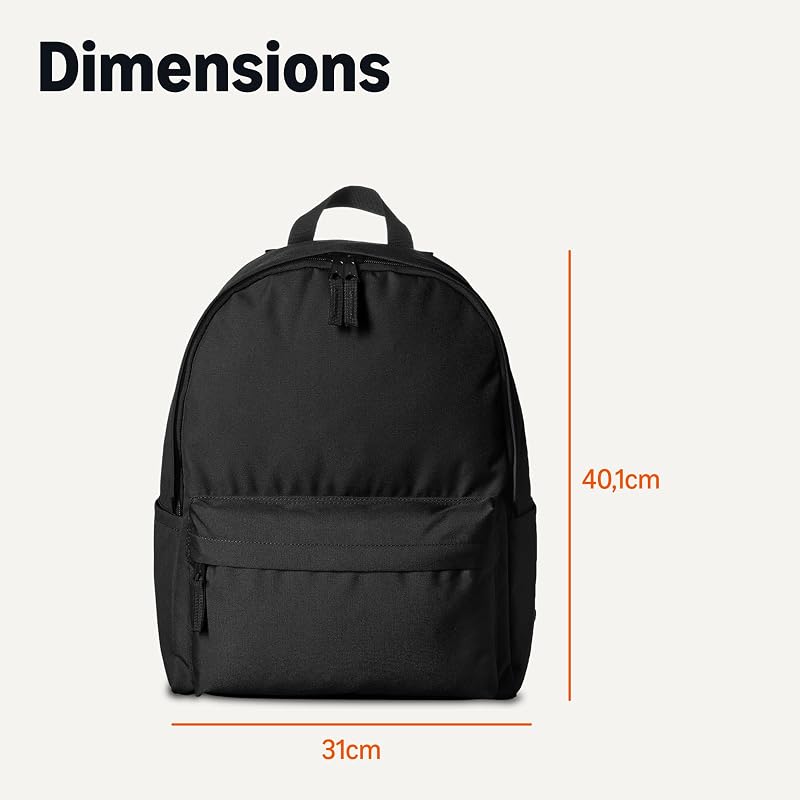 , Sac à Dos Classique/Décontracté/Scolaire, Noir, Lot de 1