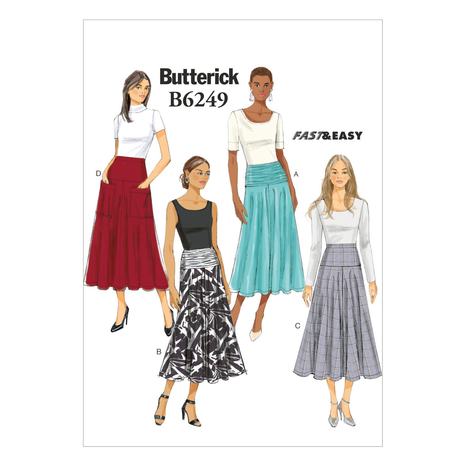 Butterick Patterns 6249 A5 Sizes 6/8/10/12/14 Misses Skirt