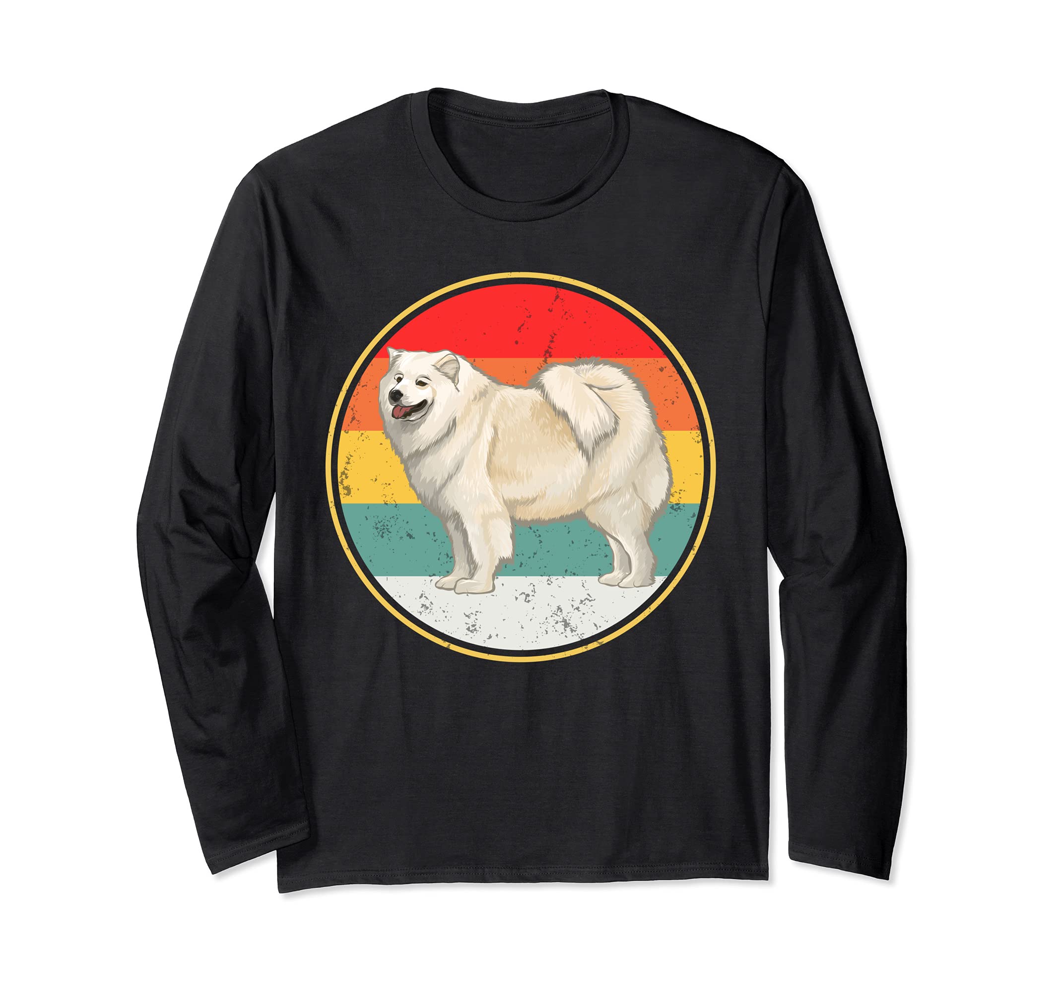 Vintage Retro Sunset Samoyed Dog Long Sleeve T-Shirt