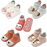 Exegawe Baby Socks with Grippers 5 Pairs Toddler Kids Cartoon Floor Ankle Non Slip Socks