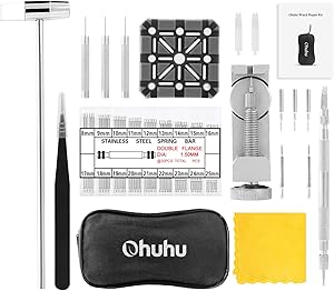 Watch Link Remover Kit, Ohuhu 142pcs in 1 Link Remover Repair Tool, Watch Band Strap Link Pin Remover with 3 Extra Pins, Spring Bar Tool Set with Extra 4 Tips Pins, 126PCS Extra Watch Band Link Pins