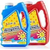 Yunaking Bubble Solution Concentrate 64oz, for Bubble Machine Wands | 2 Bottle, Makes 5 Gallons Non-Toxic Bubble Liquid for B
