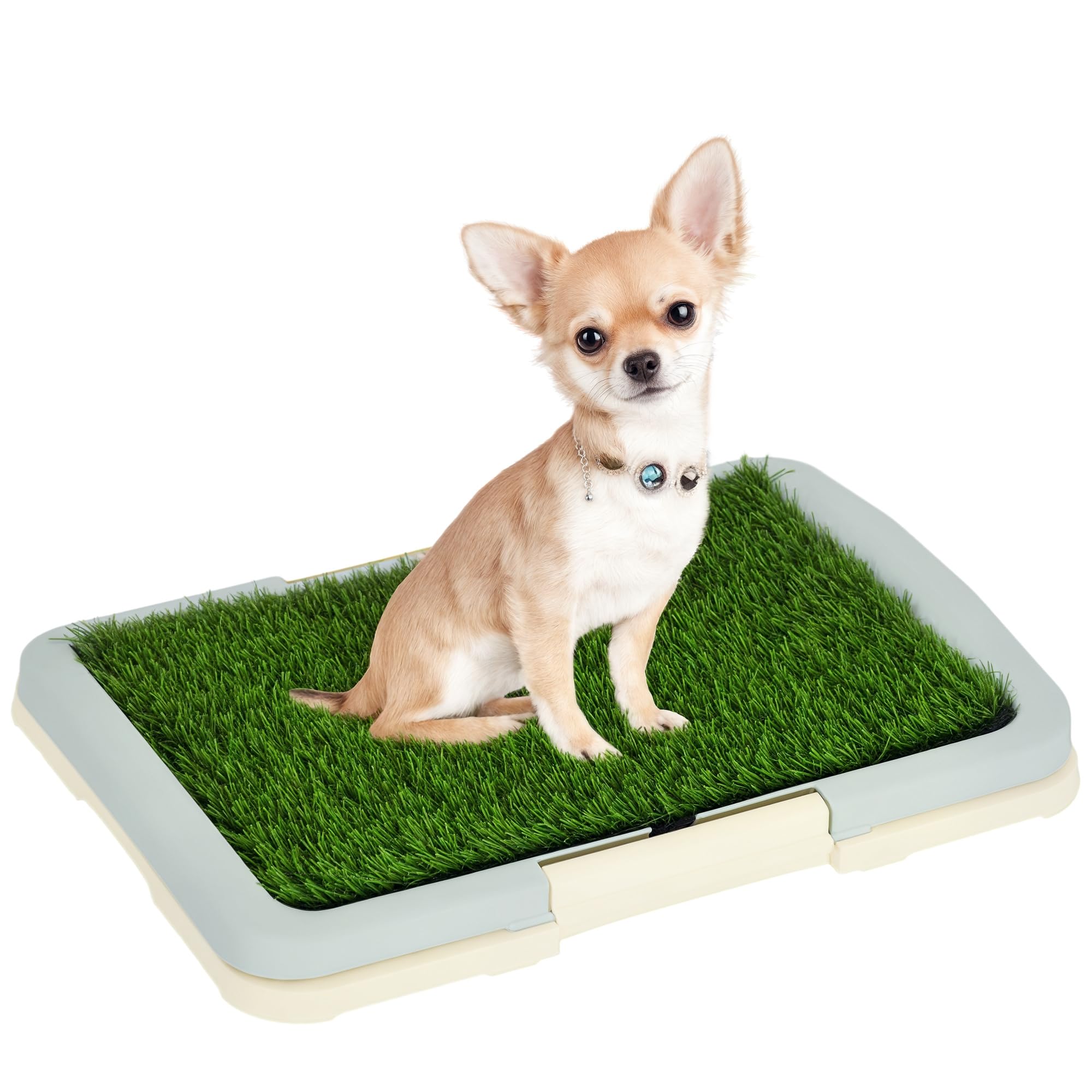 PawHut Dog Toilet Indoor w/Artificial Grass, Grid Panel, Tray, 46.5 x 34cm
