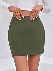 Wenrine Womens Mini Skirt High Waisted Basic Casual