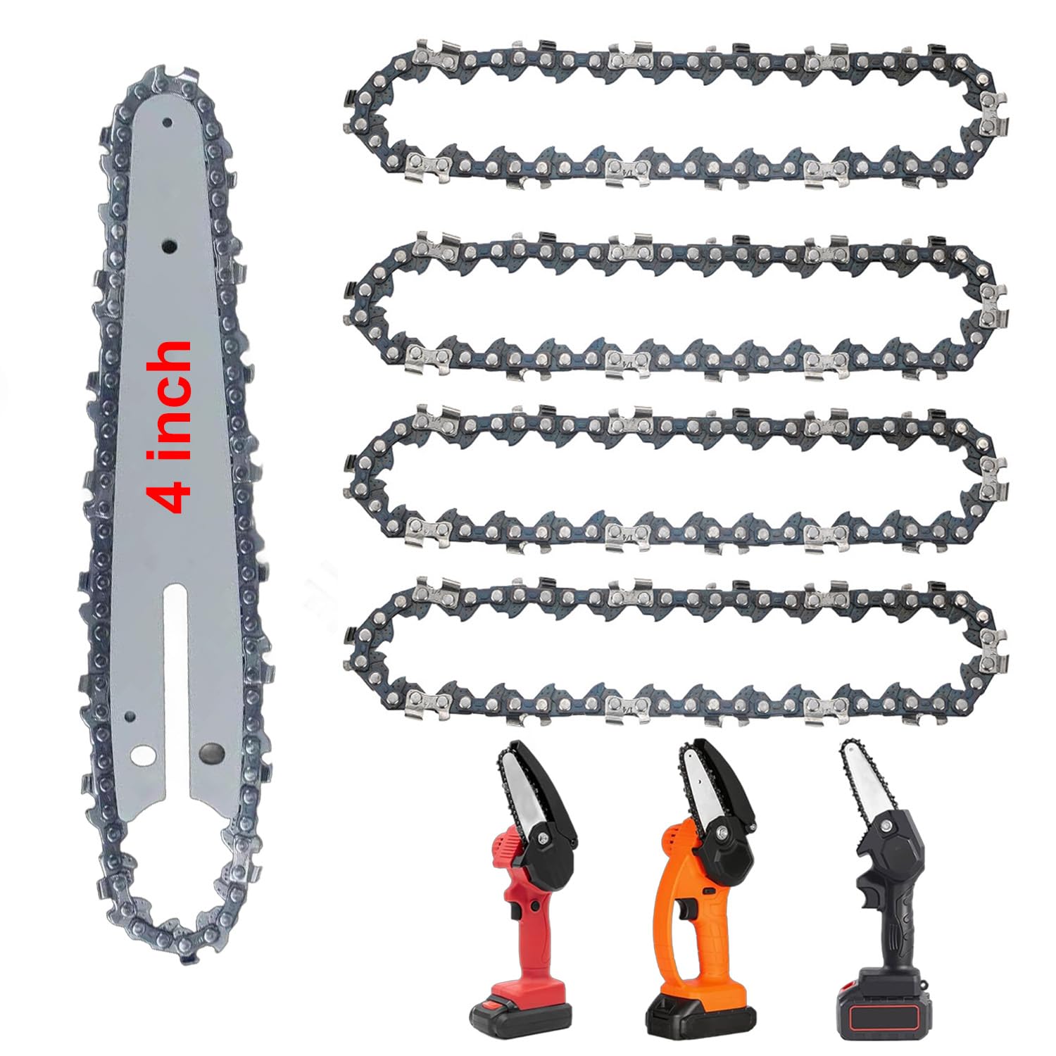 5 Pack 4 Inch Mini Chainsaw Chain Replacement Saw Chain for Cordless Portable Mini Chainsaw, Guide Saw Chain for All 4-inch Mini Chainsaws for Wood Branch Cutting