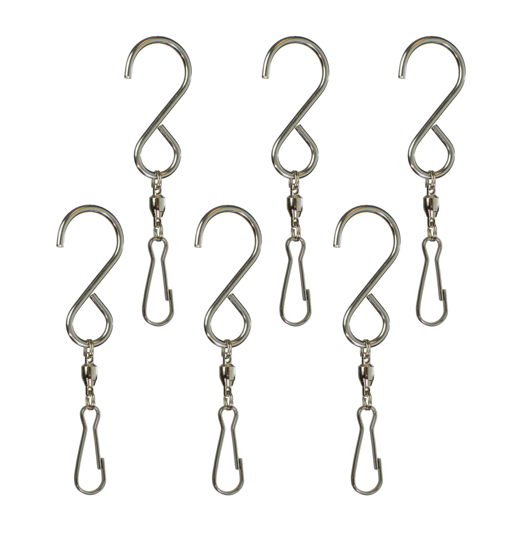 In the Breeze Stainless Steel Hang-It Hooks With Ball Bearing Swivel - 6 Pc - Smooth Spinning Swivel Hook Clip For Hanging Decor