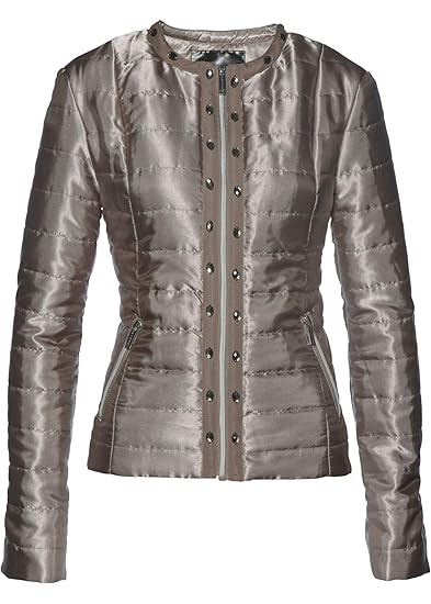 Elegante dünne Steppjacke mit Schmucksteinen, edle Damenjacke, Sommerjacke