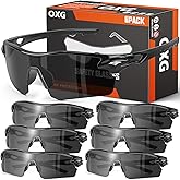 OXG 6 Pack Safety Glasses, Scratch Resistant Wraparound Lenses ANSI Z87.1 Protective Eyewear for Unisex