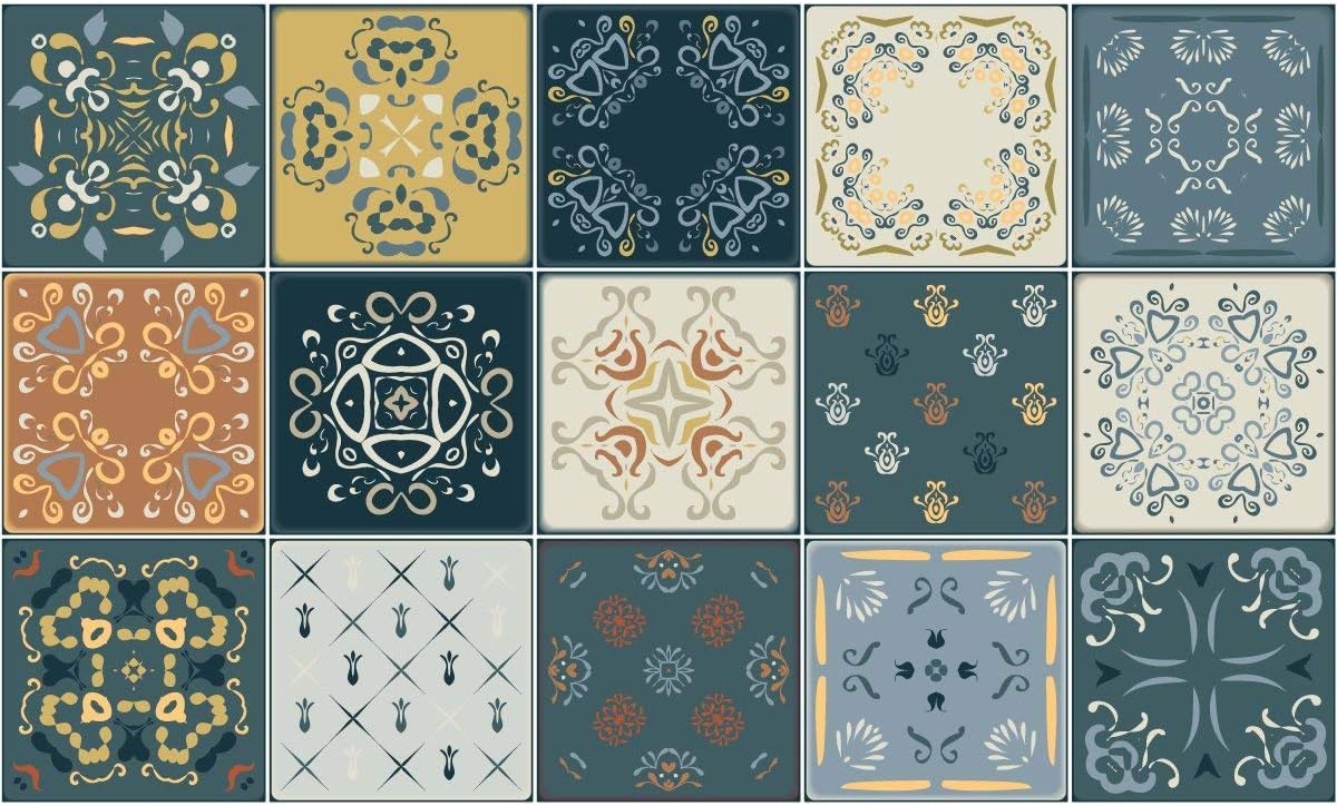 Ambiance Sticker Self-Adhesive Decorative Wall Decal Cement Tile for Bathroom and Kitchen Río Cuarto - Pack of 9 Stickers of 20 x 20 cm - Image 5