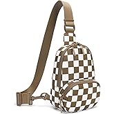 AMZFROG Small Checkered Sling Bag for Women Nylon Crossbody Bags Trendy Chest Travel Fanny Pack Purse