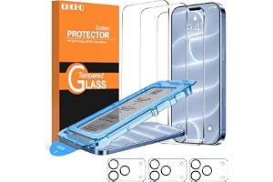 QHOHQ for iPhone 18 Pro Screen Protector, 9H+ Tempered Glass, 3+3 Pack | with Camera Lens Protector, Auto-Align Bubble Free I