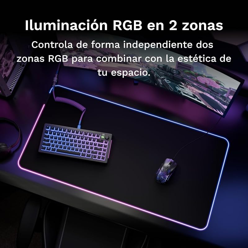 Tecido para jogos com bordas cosidas GMP 2 GLED Large Extended - Preto