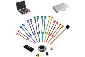 MIMIRACLE Chakra Tuning Fork Set - 1 Soul Purpose & 7 Chakra Weighted Solfeggio Forks with Activator, Mallet, Base, and Aluminum Box