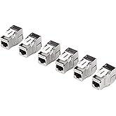 TRENDnet Shielded Cat6A Keystone Jack – 6-Pack, 180° Angle Termination, Color-Coded Labeling for T568A & T568B Wiring, TC-K06