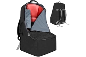 ZRRAJOY Padded Car Seat Travel Bag for Airplane, Heavy Duty Backpack for Air Travel, Water-Resistant Carrier with Shoulder Strap, Fits Most Car Seats (Black)