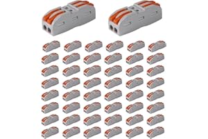 D-FLIFE 50pcs Lever Wire Connectors SPL-2 Conductor Compact Connectors Lever Connectors Nuts Electrical Terminals for 28-12AWG Soft & Hard Wire Universal (SPL-2)