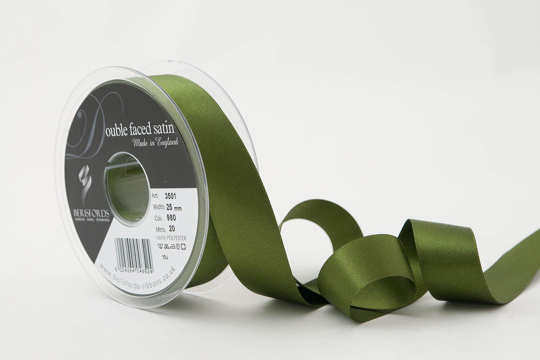 Berisfords Double FACE Poly Satin Ribbon, Cypress, 10.5x10.5x3 cm, 20 Mtr — image 1