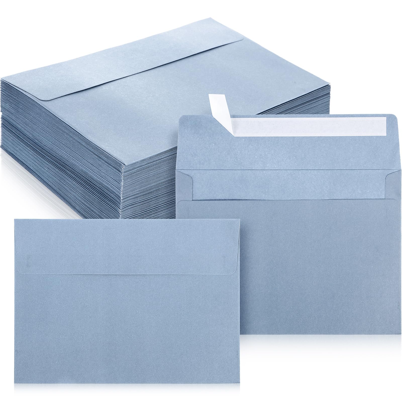 Photo 1 of Ctosree 50 Pcs Dusty Blue Invitation Envelopes Peel Stick Seal 120 GSM Heavyweight Blue Invitation Envelopes for Greeting Cards Wedding Birthday (A7,5.25 x 7.25 Inch)