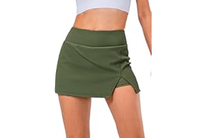 FEOYA Women Side Slit Tennis Golf Athletic Skort Skirt with Lined Shorts for School Student Girl
