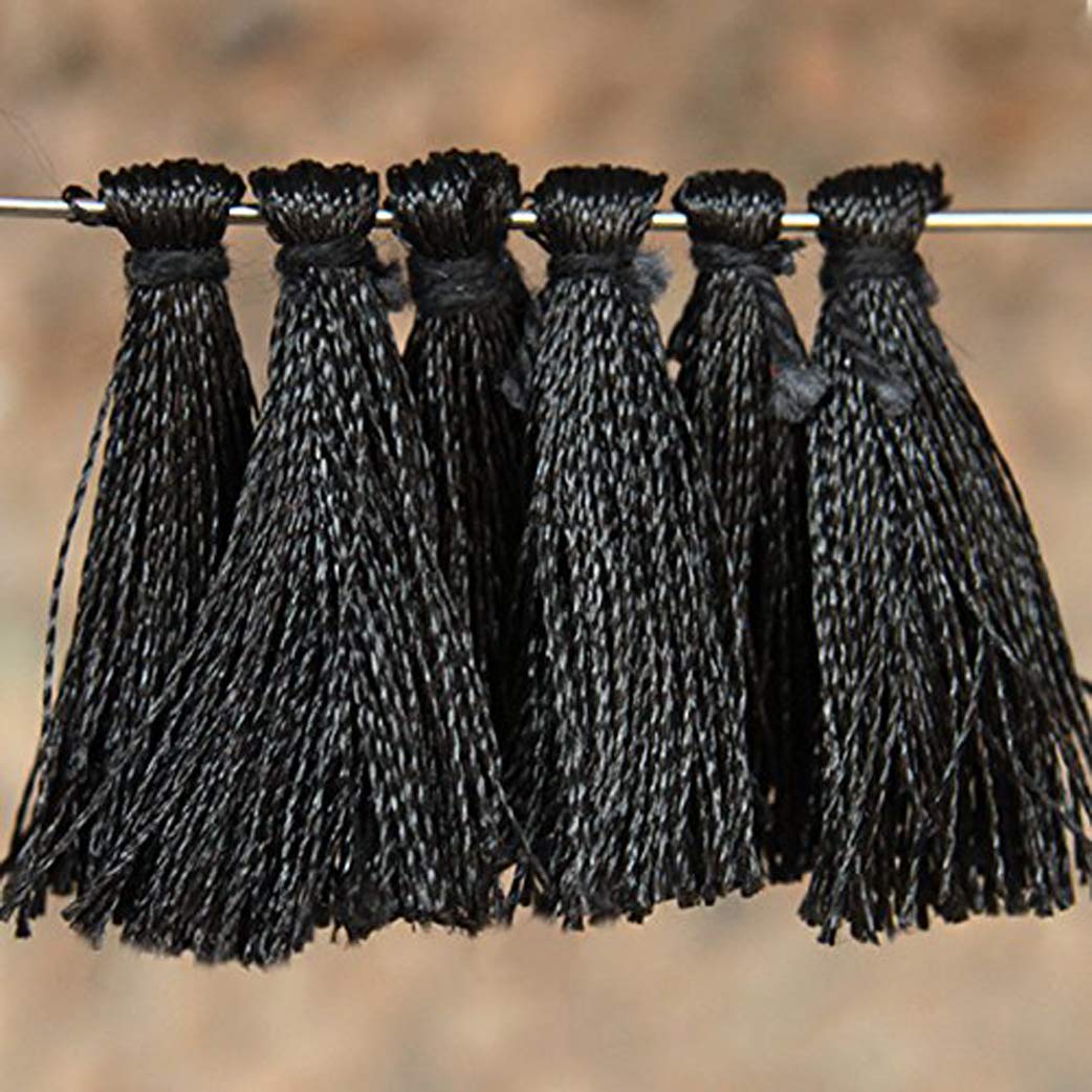 TIMESETL Tassels for Craft,Earring Making and Decoration Purpose- 100 Pieces(5 cm) Approx (Black)