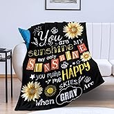 Sunflower Blanket You are My Sunshine Throw Blanket Cozy Soft Flannel Lightweight Blanket Gifts for Adults Kids All Season 50"x40"